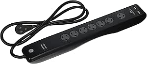 GE 25795 7-Outlet Surge Protector 2 USB Ports