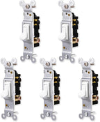 GE 44034 White Toggle Switch 5-Pack Grounding Single Pole