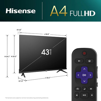 Hisense 43A4NR 43-Inch FHD 1080p Smart Roku TV 2024