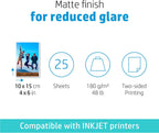 HP 6QH46A Matte Photo Paper - 4x6, 25 Sheets