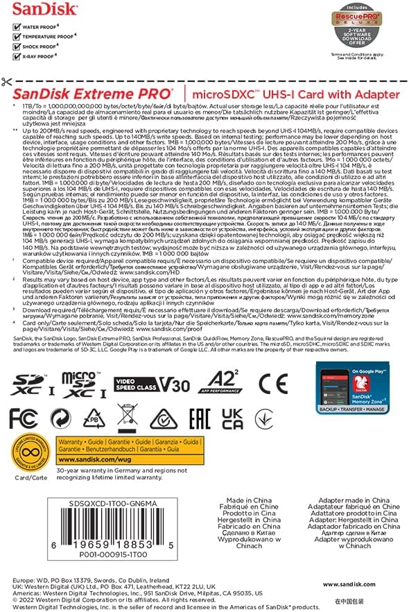 SanDisk SDSQXCD-1T00 Extreme PRO 1TB microSDXC Card