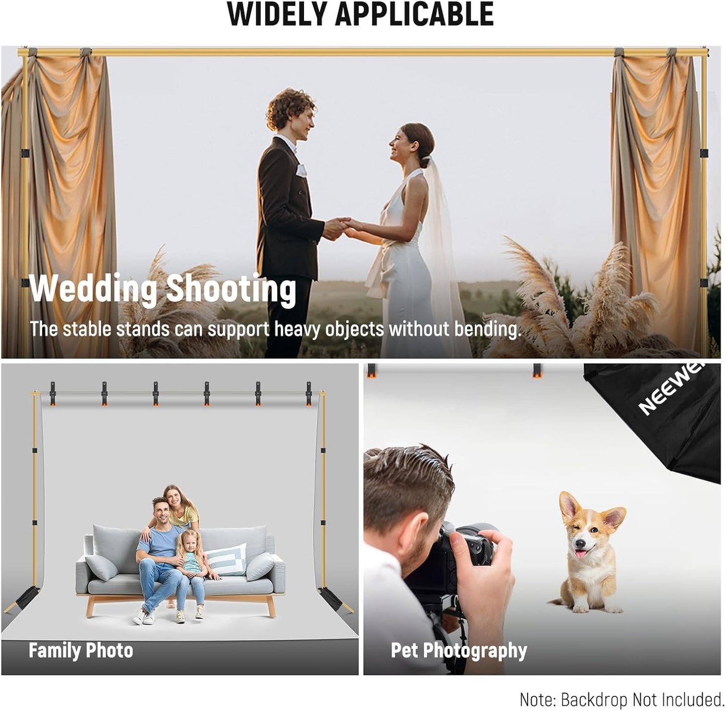 Neewer 10ft Photo Studio Backdrop Support System - Gold