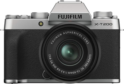 Fujifilm X-T200 Mirrorless Camera XC15-45mm Lens Kit Silver
