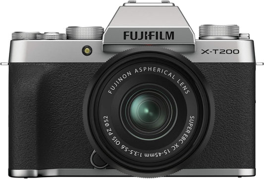 Fujifilm X-T200 Mirrorless Camera XC15-45mm Lens Kit Silver