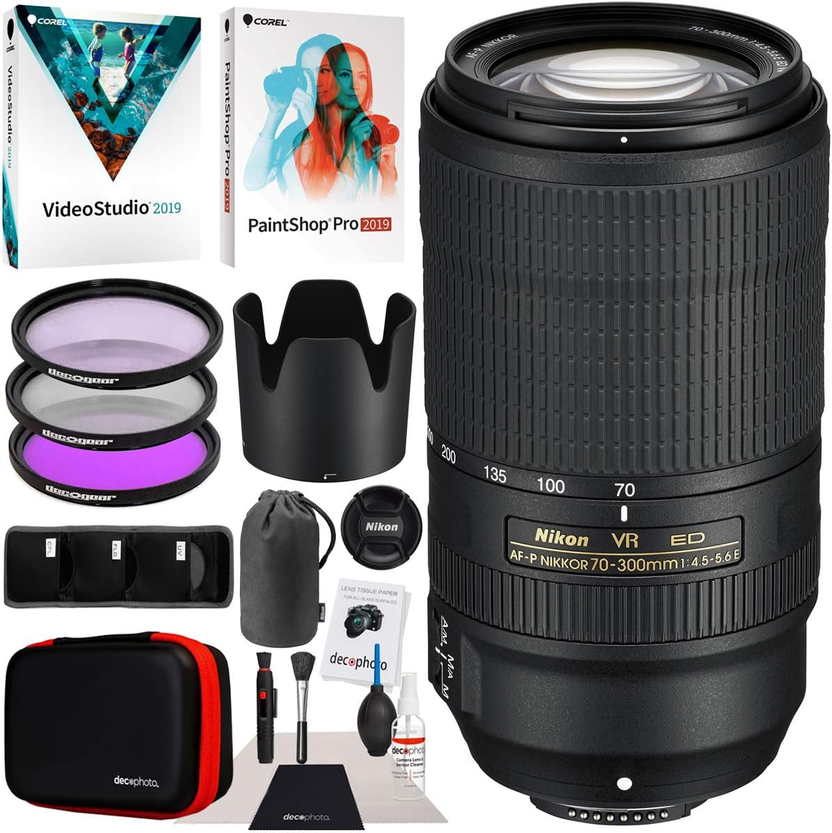 Nikon E44NK70300EDVR AF-P 70-300mm Lens DSLR Bundle