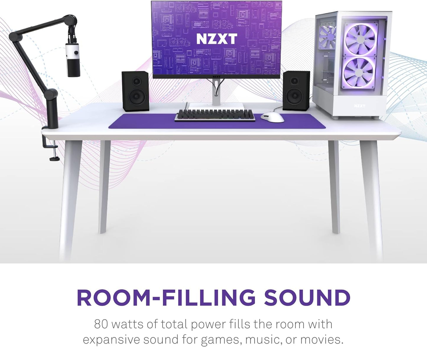 NZXT AP-SPKB2-US Relay PC Gaming Desktop Speakers