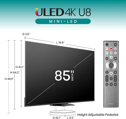Hisense 85U8N 85-Inch Mini-LED 4K ULED TV 144Hz