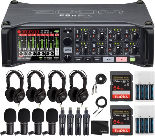 Zoom F8n Pro MultiTrack Field Recorder Podcast Bundle