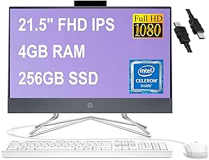 HP HP 22 All-in-One Desktop Celeron G5900T 4GB 256GB SSD Renewed