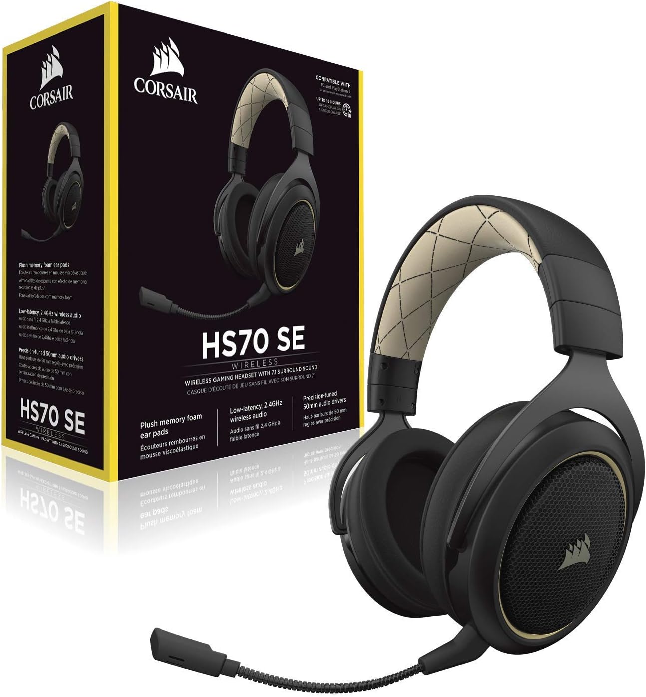 Corsair HS70 Wireless Gaming Headset - Carbon (Renewed)