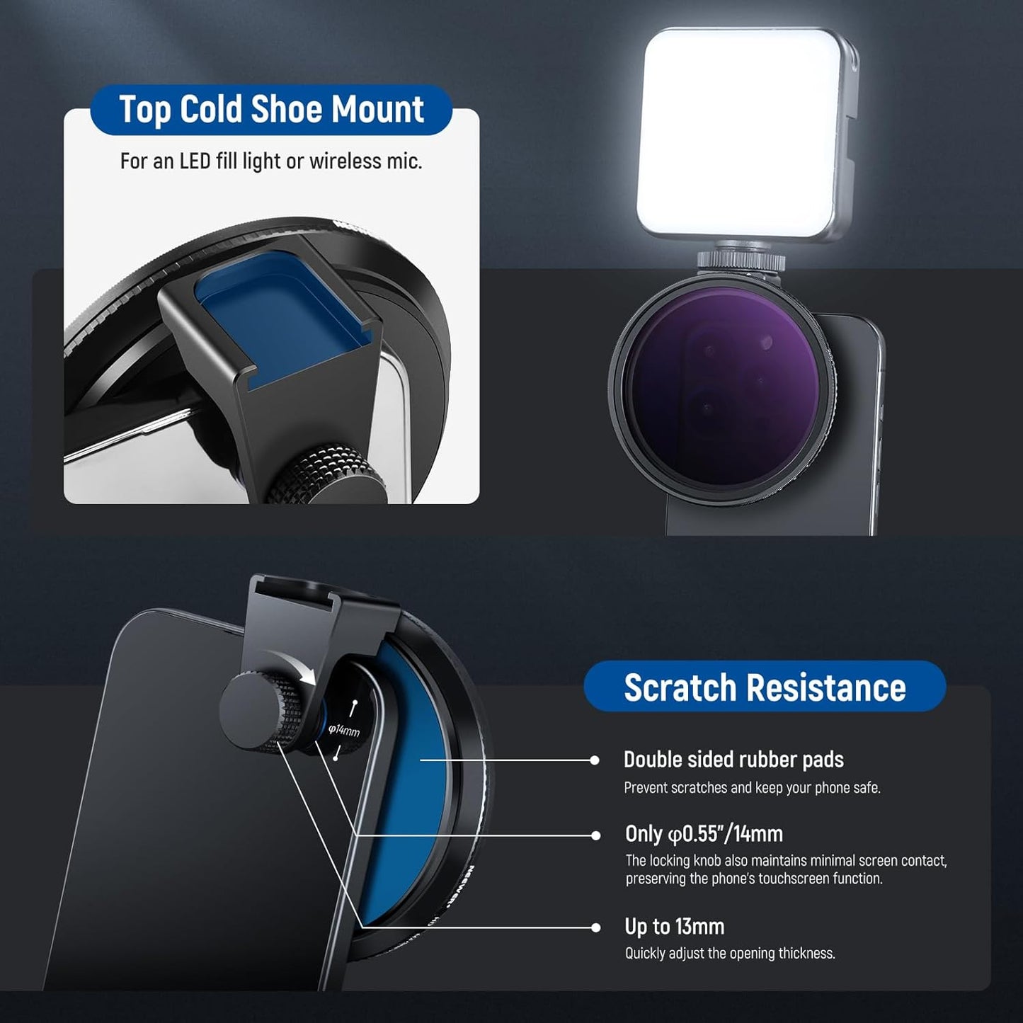 Neewer 10103980 67mm Magnetic ND Filter Phone Clip