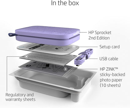 HP HPISPPR Sprocket 2x3" Portable Photo Printer Purple