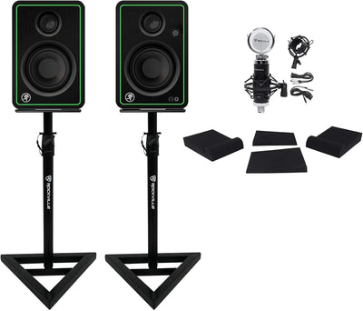 Mackie CR3-X Rockville RCM03 Pro Studio Monitor Speaker Bundle