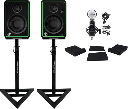 Mackie CR3-X Rockville RCM03 Pro Studio Monitor Speaker Bundle
