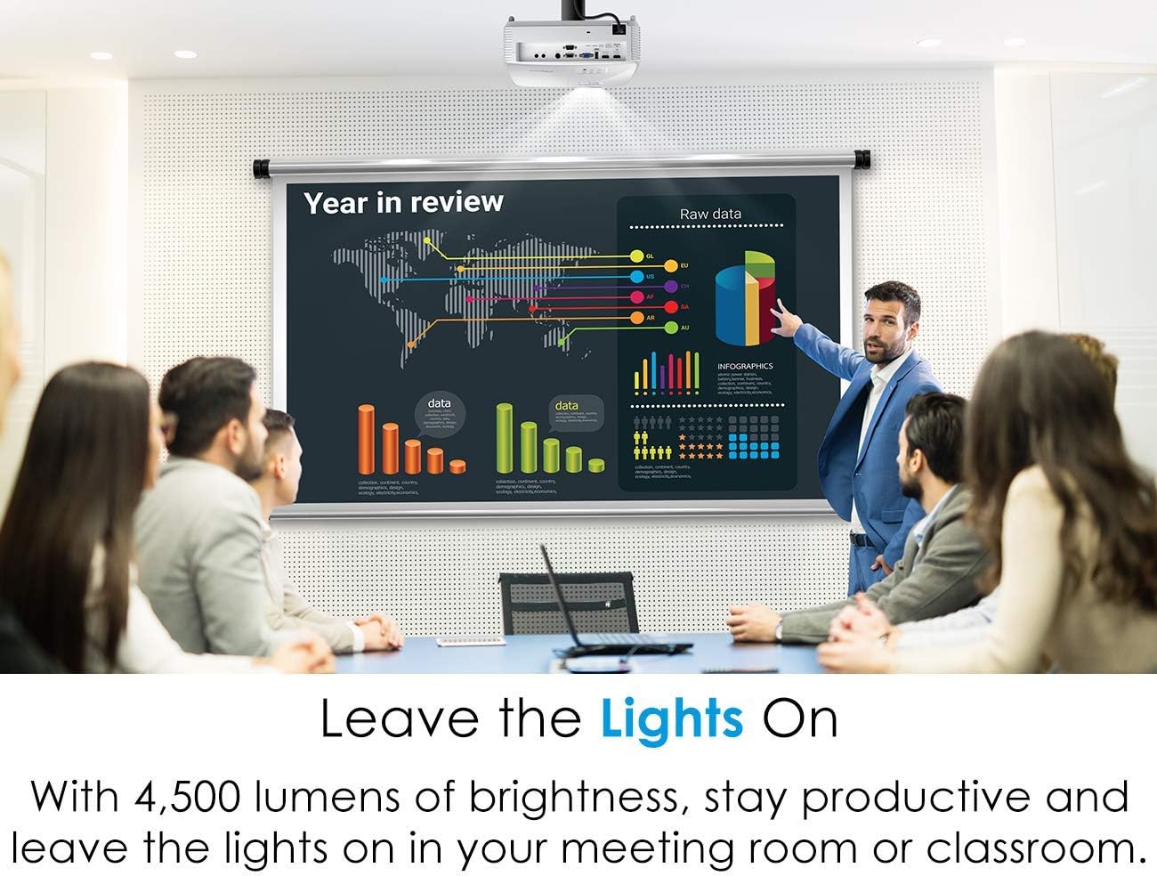Optoma EH412 1080P HDR Projector 4500 Lumens (Renewed)