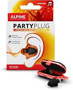 Alpine AMS-PARTYPLUG-BLK Reusable Noise Reduction Ear Plugs