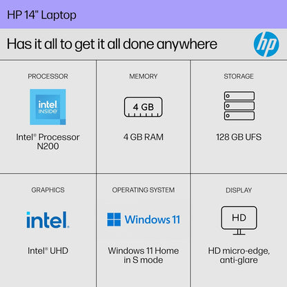 HP B0TH8UA#ABA 14" Laptop Intel N200 4GB RAM 128GB UFS