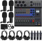 Zoom LiveTrak L-8 Podcast Mixer Bundle ZDM-1 Microphones