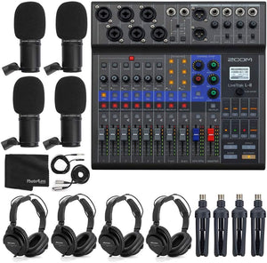 Zoom LiveTrak L-8 Podcast Mixer Bundle ZDM-1 Microphones