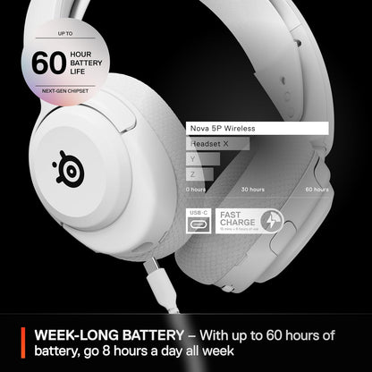 SteelSeries 61674 Arctis Nova 5P Wireless Gaming Headset - White