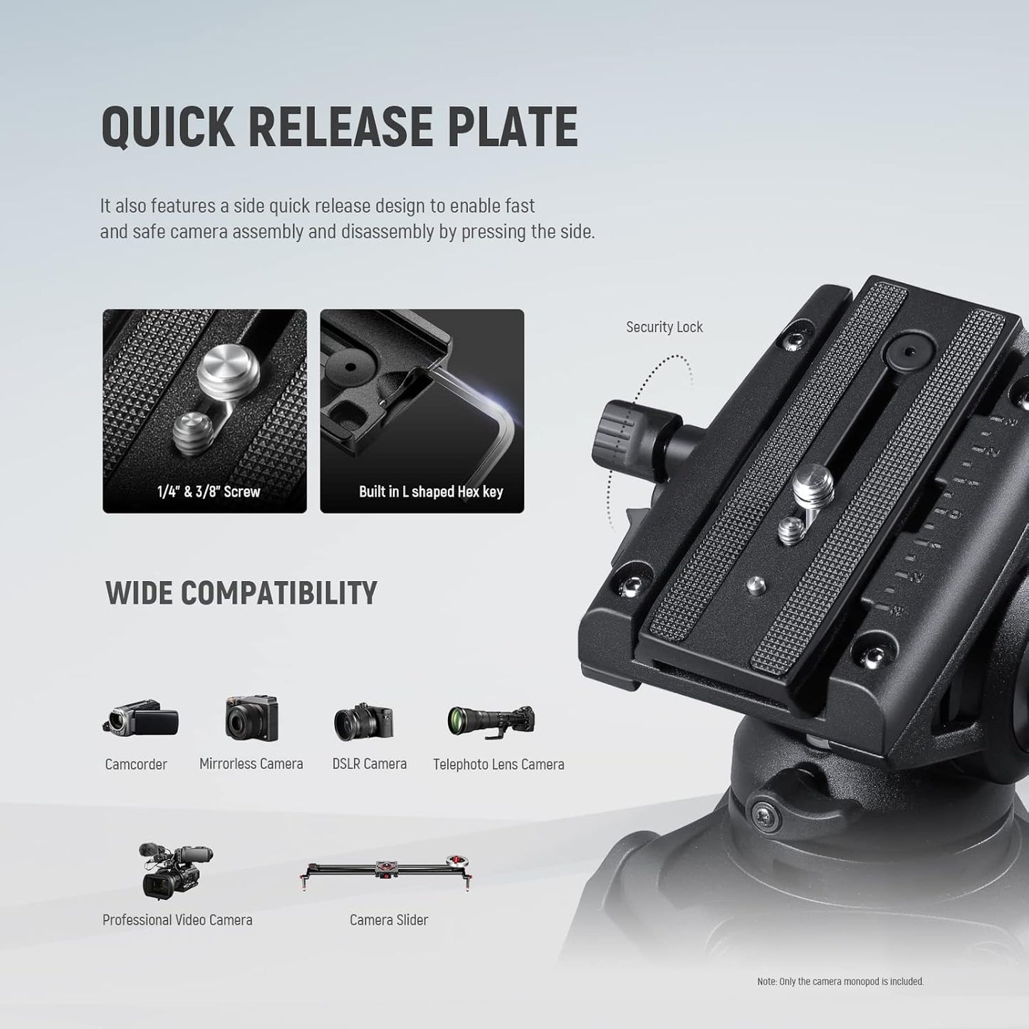 Neewer Professional Camera Monopod with Fluid Head