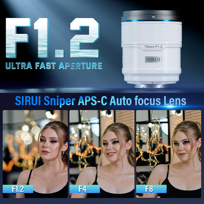 Sirui Sniper 75mm F1.2 Autofocus Lens - Sony E Mount (White)
