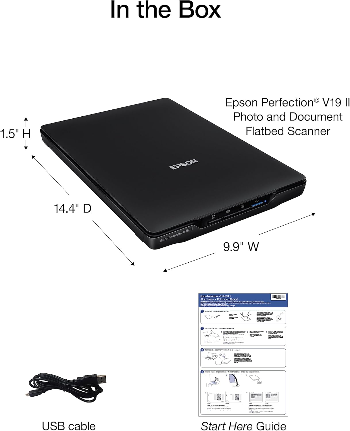 Epson B11B267201-N Perfection V19 II Flatbed Scanner (Renewed)