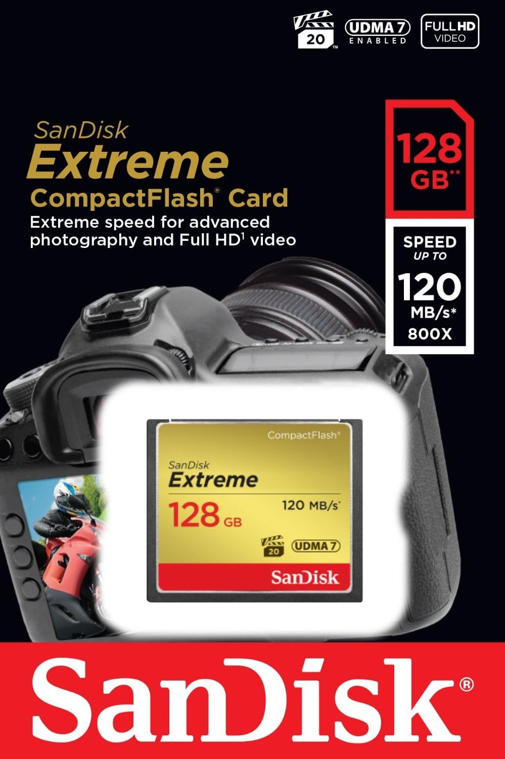 SanDisk SDCFXSB-128G-G46 128GB Extreme CompactFlash Card