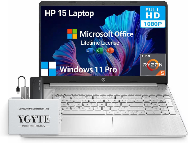 HP HP 15 AMD Ryzen 5 Microsoft Office Laptop — main product image