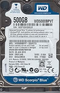 Western Digital WD5000BPVT-22HXZT3 500GB 2.5" SATA HDD