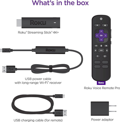 Roku Streaming Stick 4K+ - Voice Remote Pro, HDR, Dolby Vision