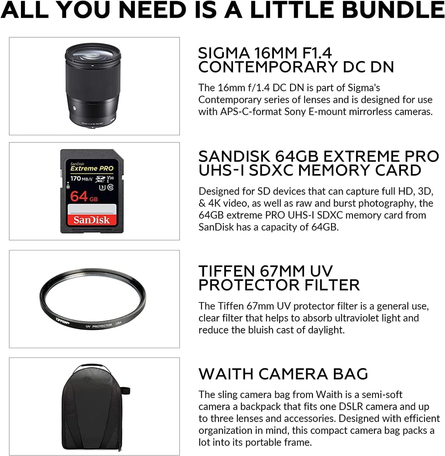 Sigma 16mm f/1.4 DC DN Lens Sony E Mount Kit