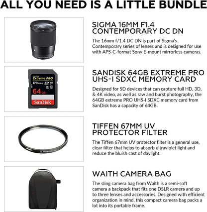 Sigma 16mm f/1.4 DC DN Lens Sony E Mount Kit