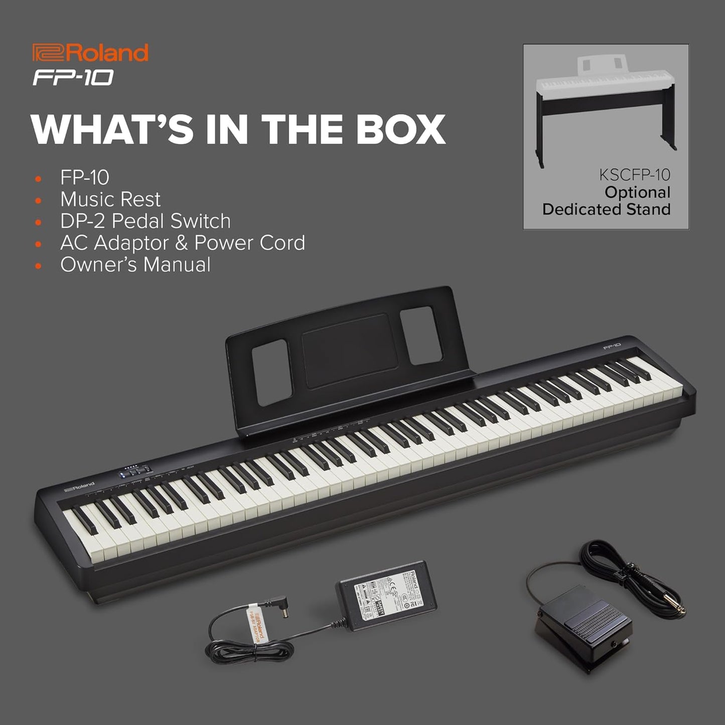 Roland FP-10-BK 88-Key Digital Piano with Bluetooth