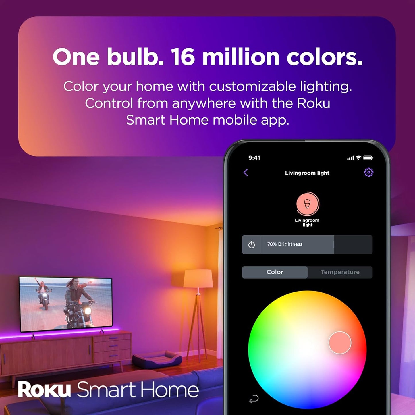 Roku BC1000P2R Smart Light Bulbs Color 2-Pack