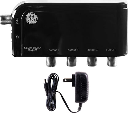 GE 34479 4-Way HD Digital TV Antenna Amplifier