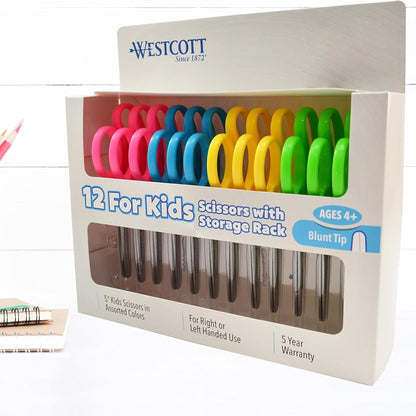 Westcott ACM13140 Kids Scissors 5" Blunt 12-Pack