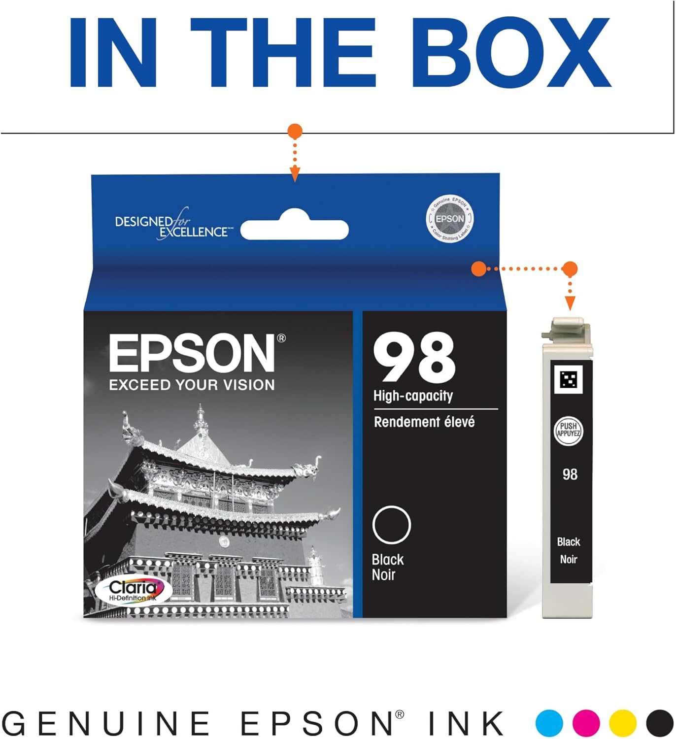 Epson T098120 98 Claria: Hi-Definition Black Ink Cartridge