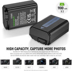 NEEWER 10101555 NP-FW50 Battery 3-Pack & USB Charger