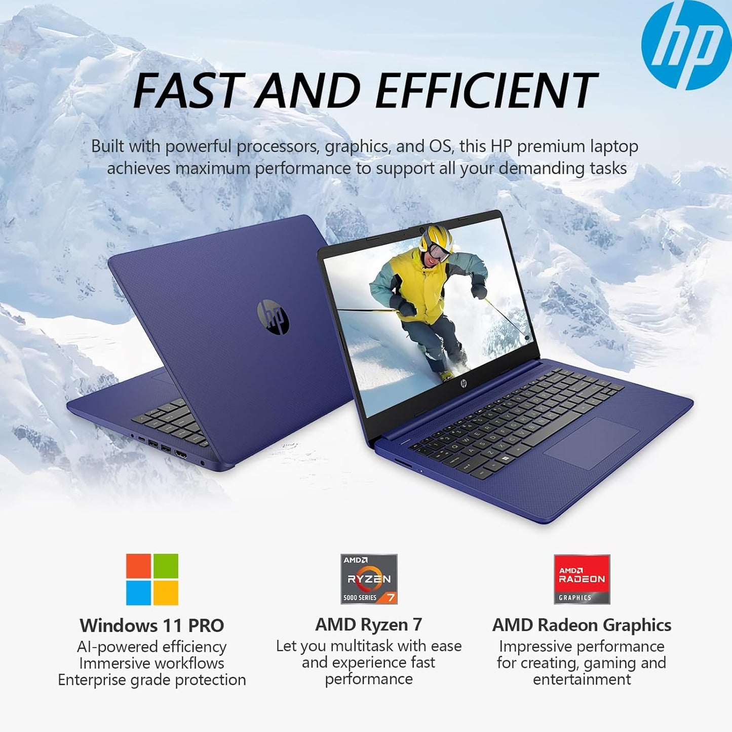 HP 14 Touchscreen Laptop Ryzen 7 64GB 2TB SSD Windows 11 Pro