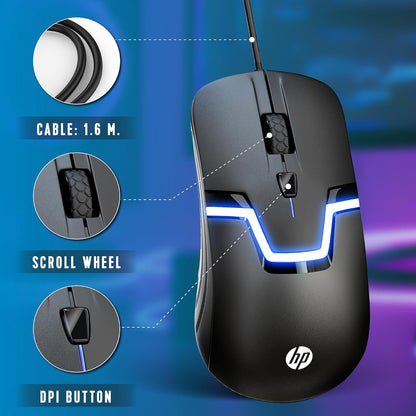 HP M160 Wired RGB Gaming Mouse Optical Sensor