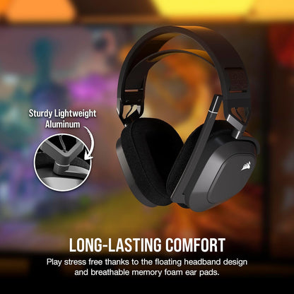Corsair HS80 MAX Wireless Bluetooth Gaming Headset Steel Gray Renewed