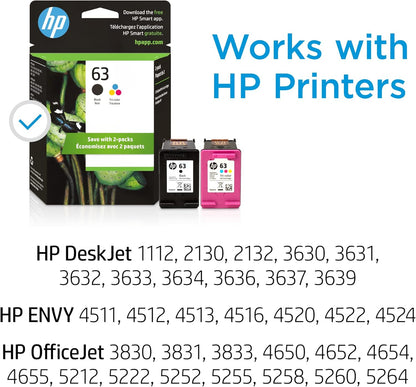 HP L0R46AN#140 63 Black/Tri-color Ink Cartridge - 2-Pack