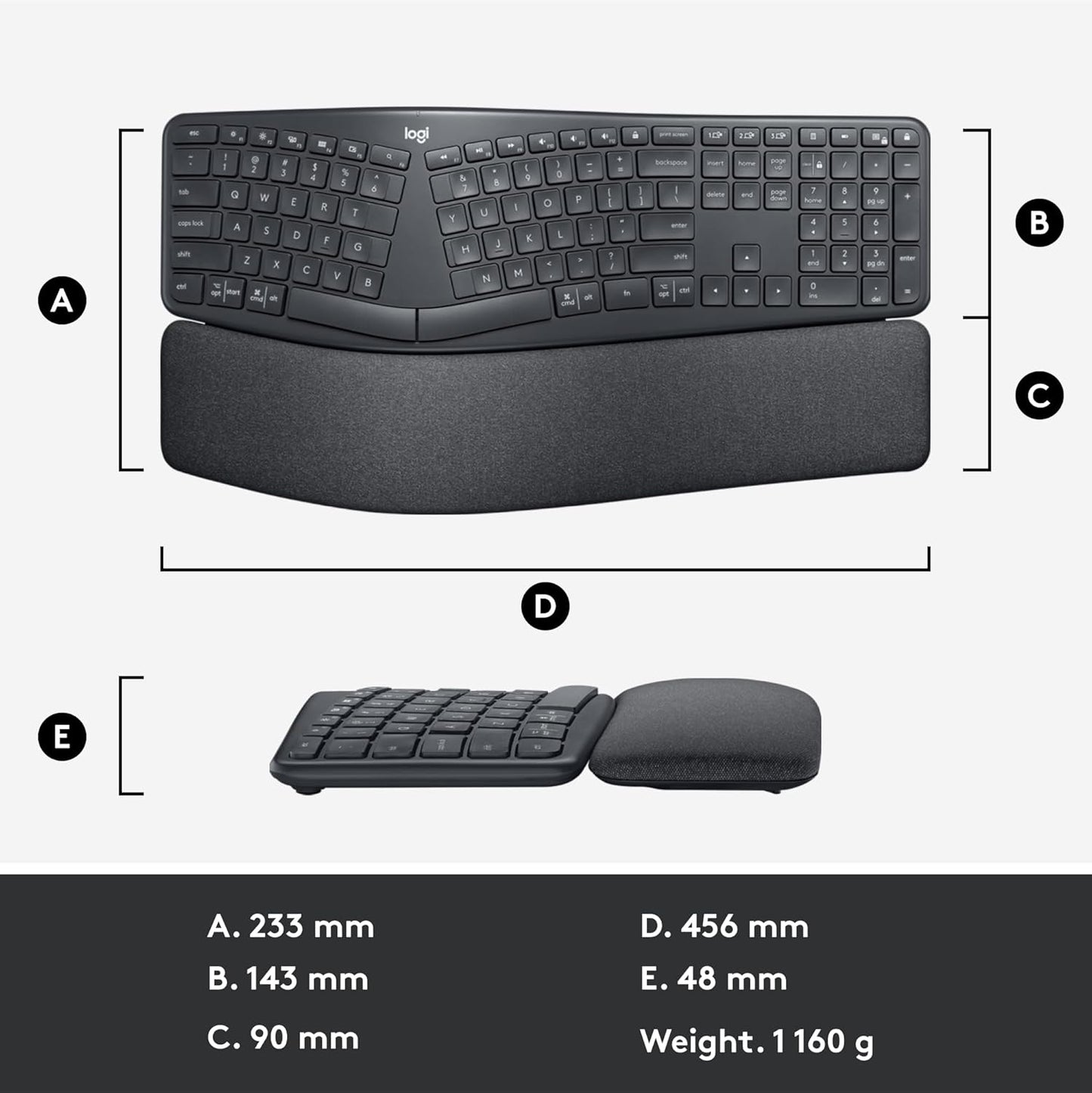 Logitech 920-009166 ERGO K860 Wireless Ergonomic Keyboard