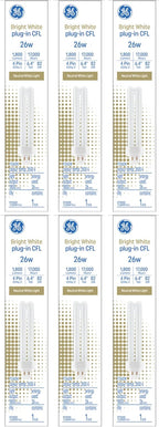GE 93118227 Bright White 26W G24q-3 CFL Bulb 6-Pack