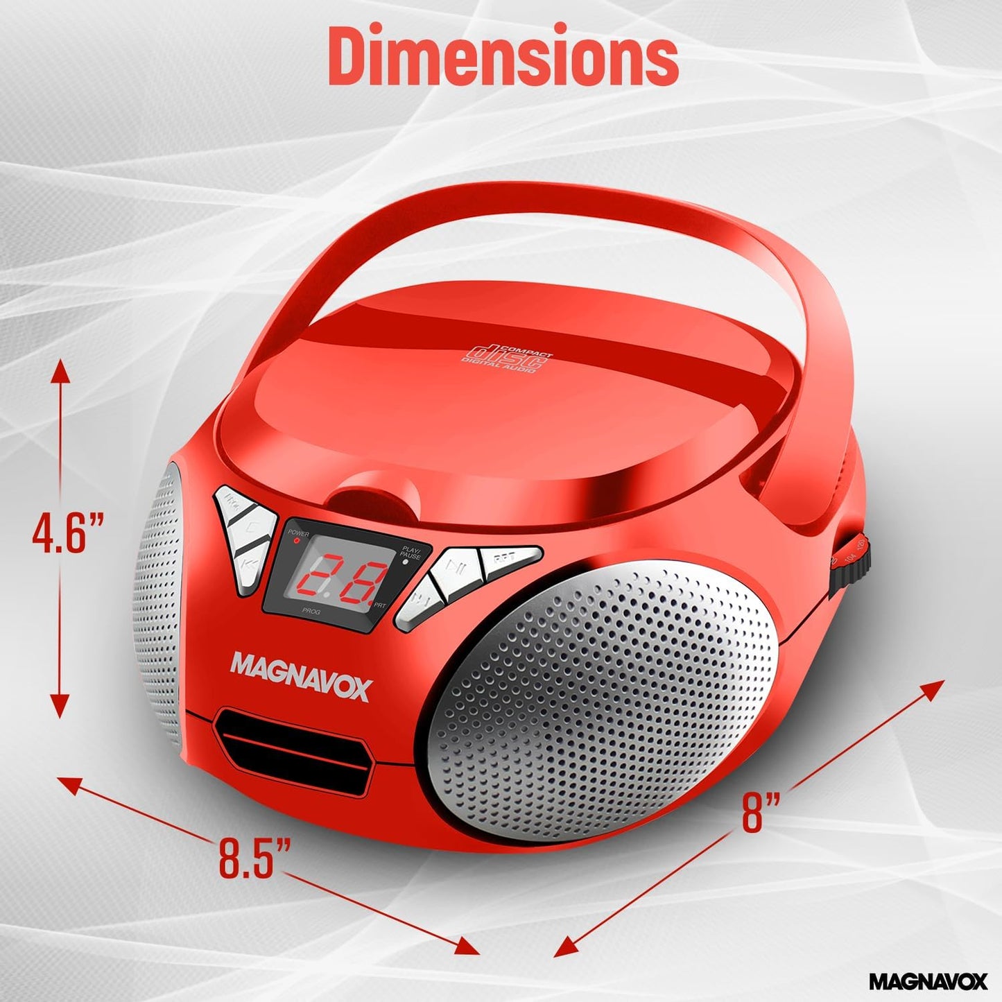Magnavox MD6924 Portable CD Boombox Radio Red