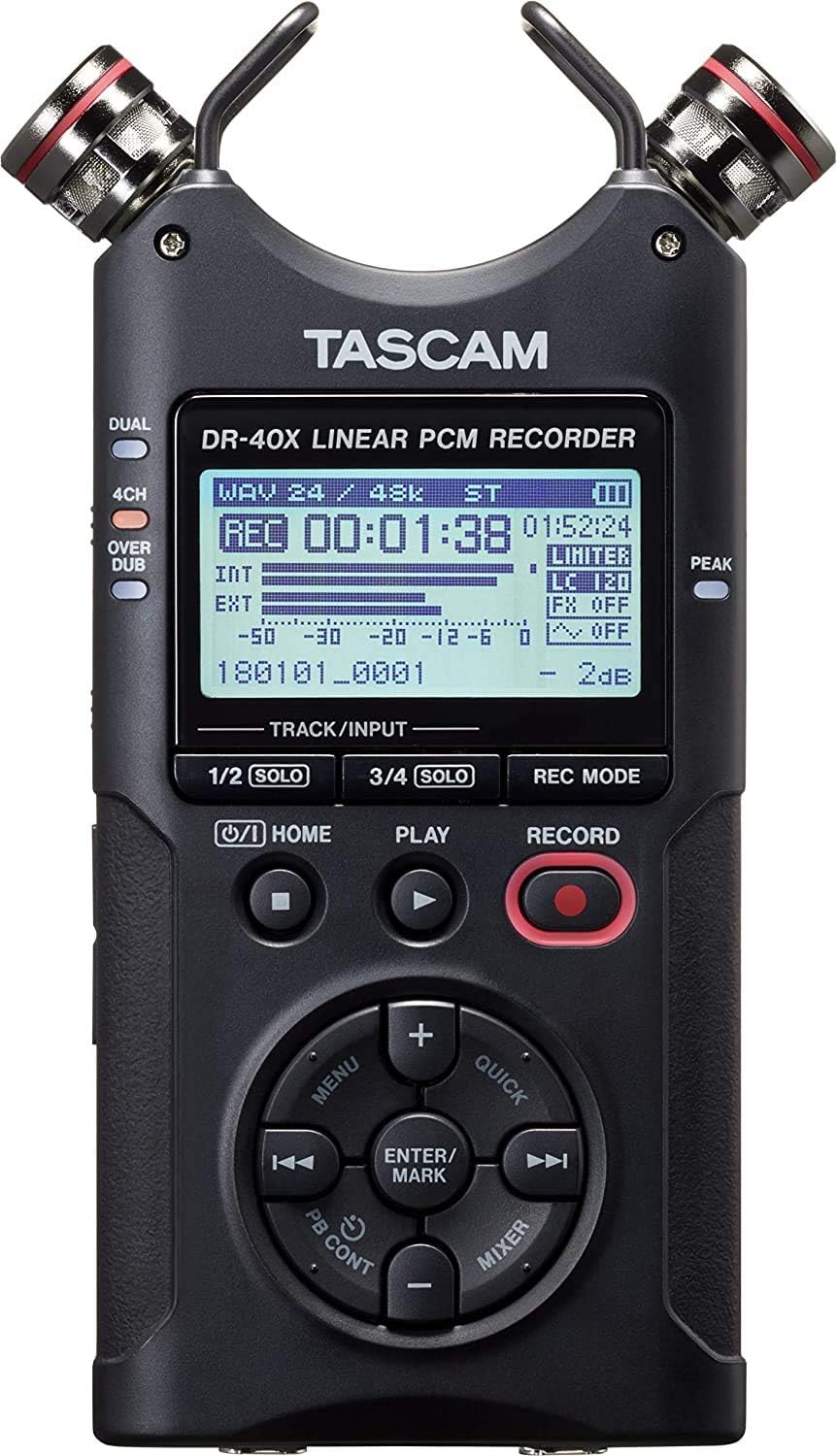 Tascam DR-40X+XLR+M Handheld Audio Recorder Bundle