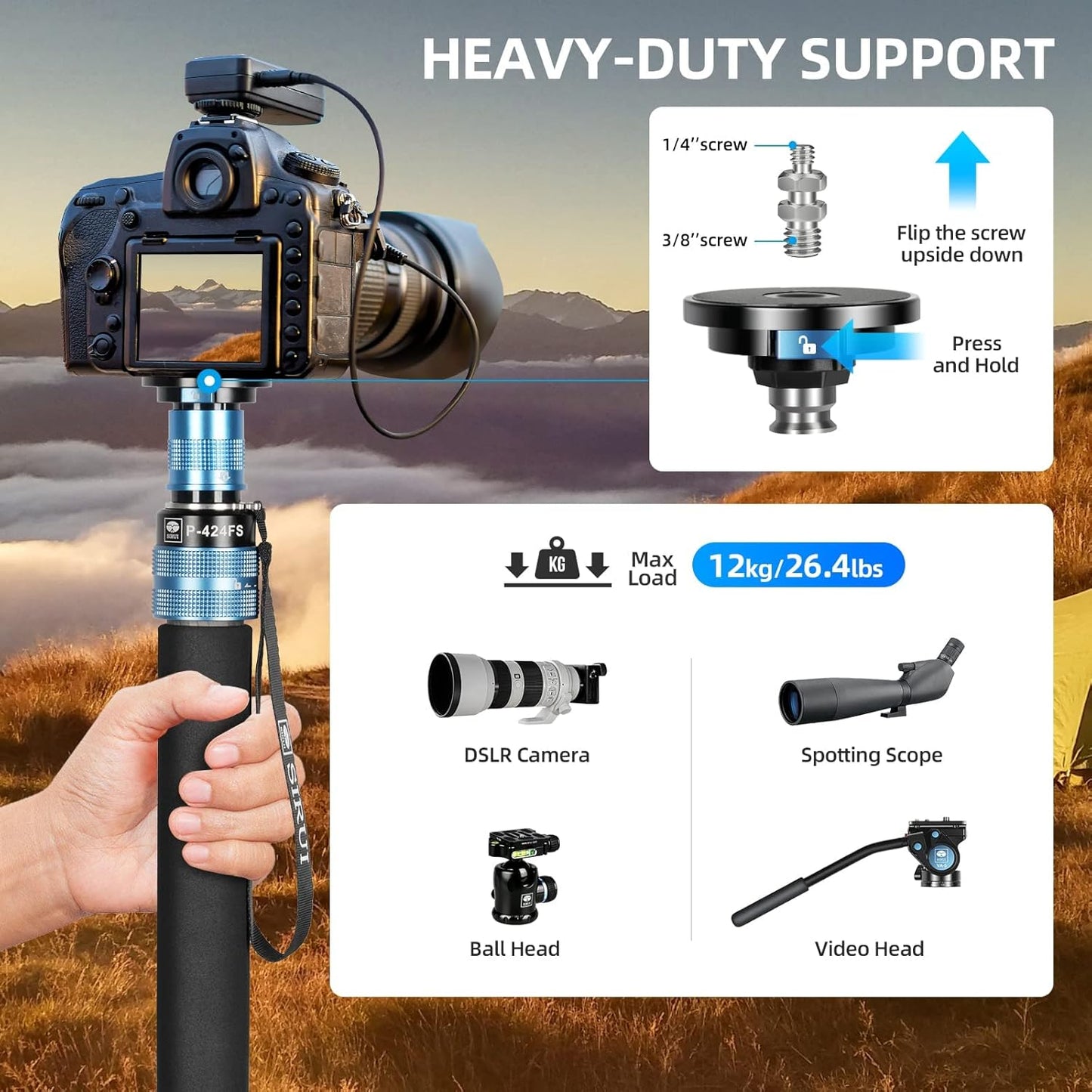 Sirui P-424FS Carbon Fiber Professional Monopod
