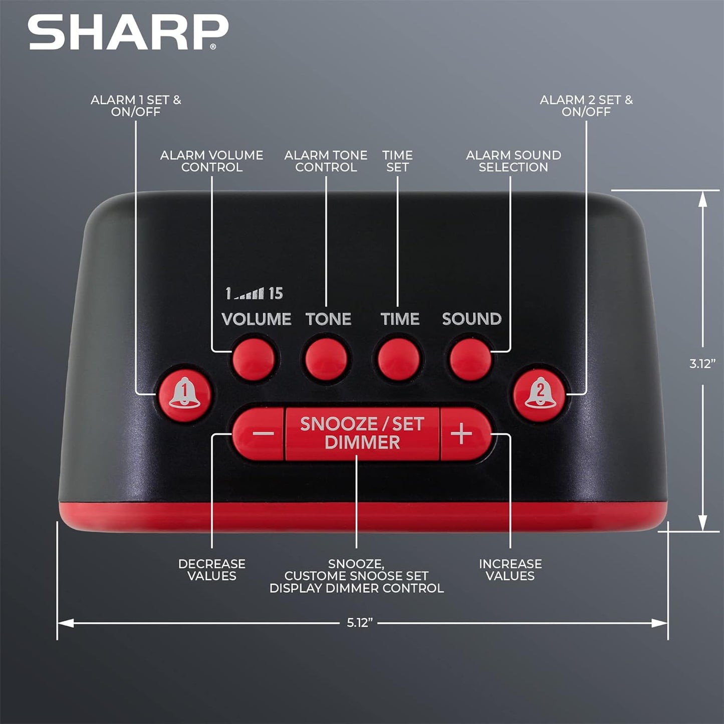 Sharp Big Bang Alarm Clock Super Loud 115db
