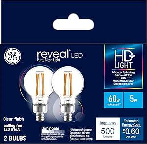 GE 31882 Reveal LED 60W A15 Ceiling Fan Bulbs